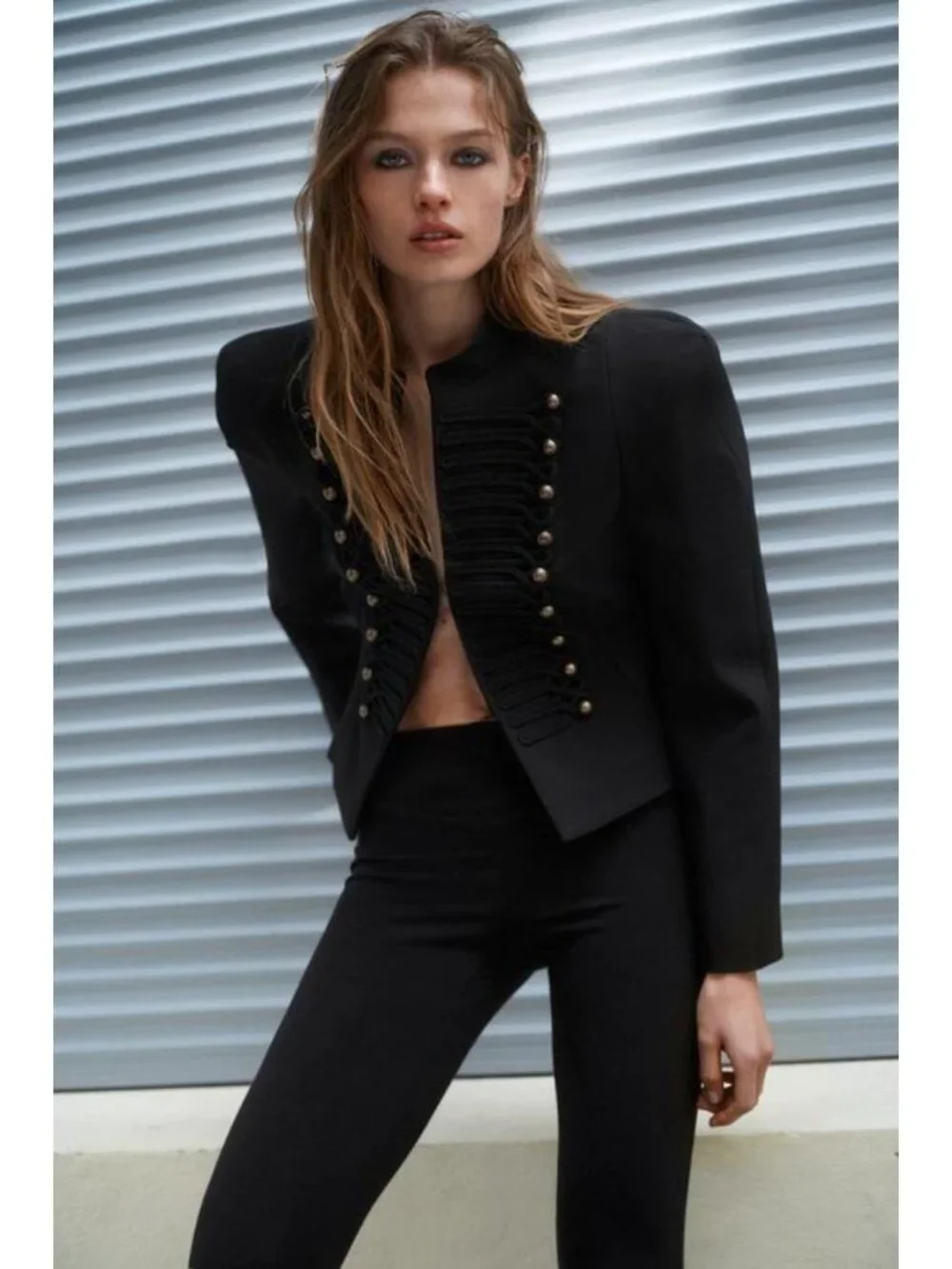 ZARA FITTED BLAZER WITH SHOULDER PADS - Picture 1 of 7